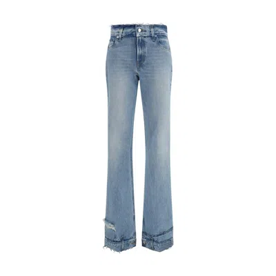 Haikure Flora Distressed Mid-rise Flared Jeans In Blue