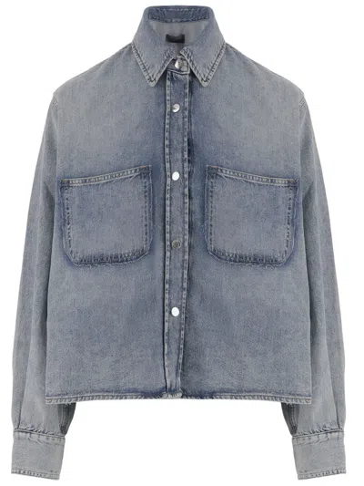 Haikure Blue Denim Shirt With Classic Collar