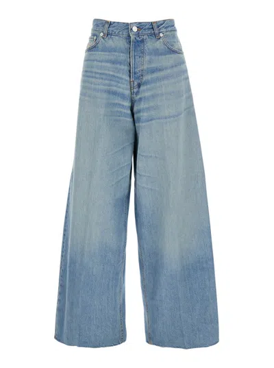 Haikure Blue Five Pocket Jeans With Logo Patch On The Back