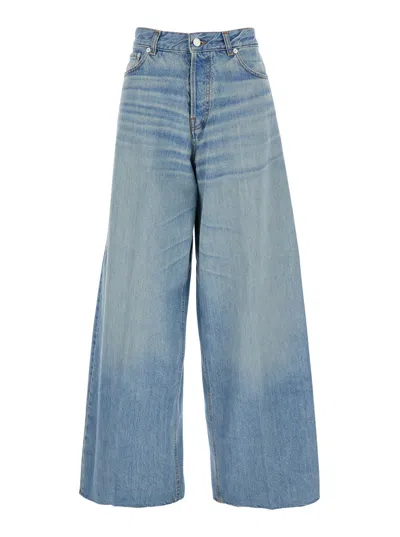 HAIKURE BLUE FIVE POCKET JEANS WITH LOGO PATCH ON THE BACK IN DENIM WOMAN