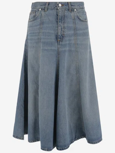 Haikure Blue Flared Midi Skirt