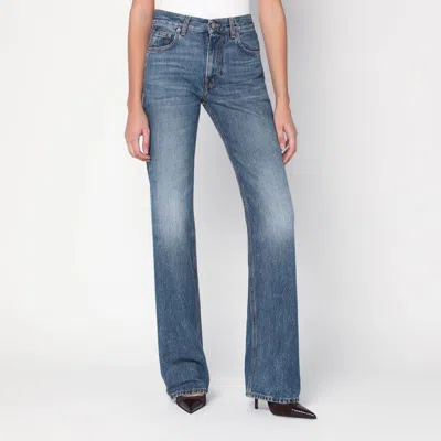 HAIKURE HAIKURE  BLUE WASHED-EFFECT STAR JEANS