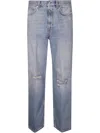 Haikure Distressed Straight Leg Jeans Rivet Detail In Blue