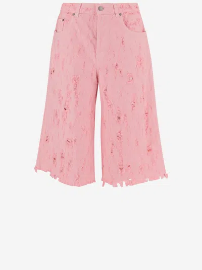 Haikure Bonnie Bull Destroy Short Jeans In Cotton In Pink