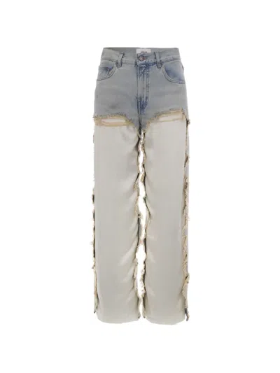 Haikure Bonnie Distressed Wide-leg Cotton Jeans In Blue