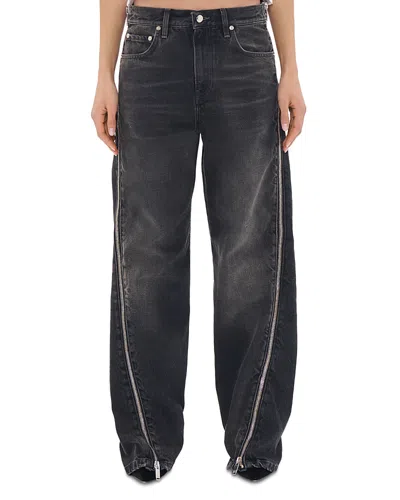 Haikure Bonnie High Rise Zip Trim Straight Leg Jeans In Vintage In Black