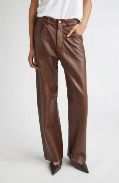 Haikure Bonnie Lambskin Leather Pants In Brown