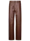 Haikure Five-pocket Leather Pants In Brown