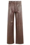 Haikure Five-pocket Leather Pants In Brown