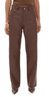Haikure Five-pocket Leather Pants In Brown
