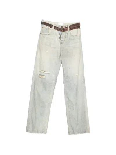 Haikure Bonnie Trousers Faded Denim Five Pocket Belt In Blue