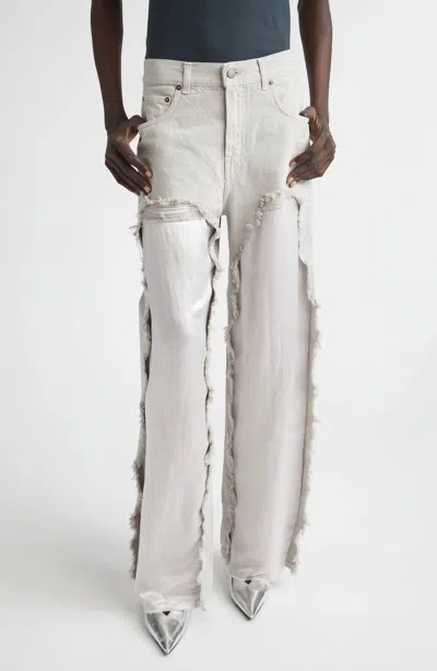 Haikure Bonnie Satin Bull Jean In Ice Grey In White