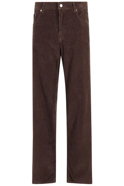 Haikure Korea Wide-leg Cotton-corduroy Pants In Brown