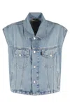 Haikure Boxy Denim Gilet With Pointed Collar