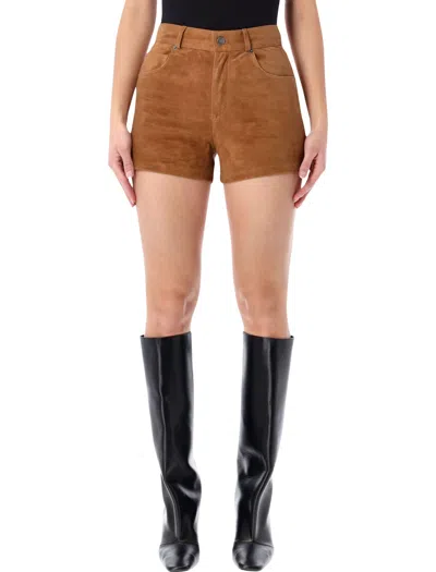 Haikure Brit High-waist Suede Shorts In Brown