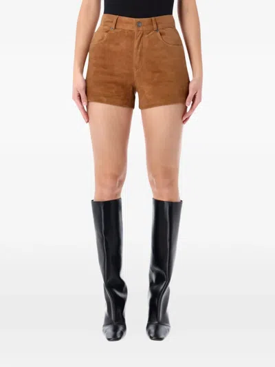 Haikure Brit Suede Shorts Belt Loops Pockets In Brown