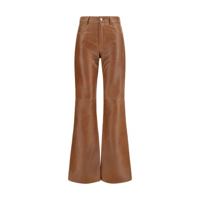 Haikure Flora Flared Leather Pants In Brown
