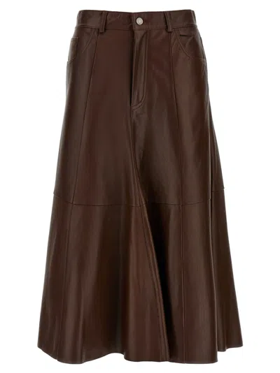 HAIKURE BROWN MID SERENITY LEATHER SKIRT