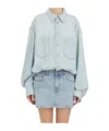 Haikure Button Denim Casual Suit In Blue