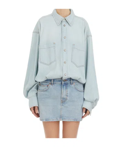Haikure Button Denim Casual Suit In Blue