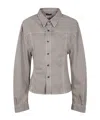 Haikure Button-detailed Cotton Shirt In Gray