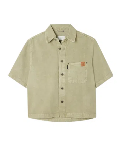 Haikure Button-down Denim Shirt In Green