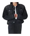 Haikure Button-down Long-sleeved Denim Jacket In Black