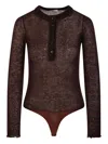 Haikure Button-front Long-sleeve Bodysuit