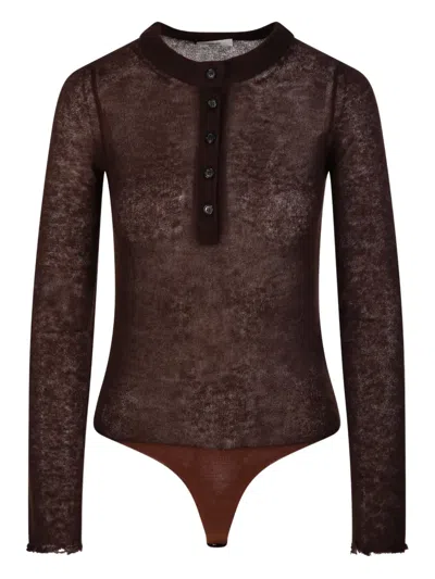 HAIKURE BUTTON-FRONT LONG-SLEEVE BODYSUIT