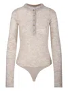 Haikure Lucy Sweater Bodysuit Style Ribbed Neckline In Gray