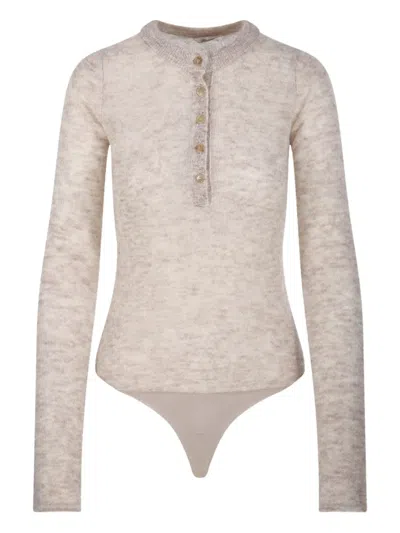 HAIKURE BUTTON-FRONT LONG-SLEEVE BODYSUIT