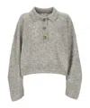 Haikure Button Long Sleeve Sweater In Gray