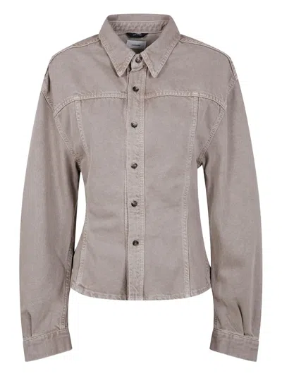 Haikure Button-detailed Cotton Shirt In Brown