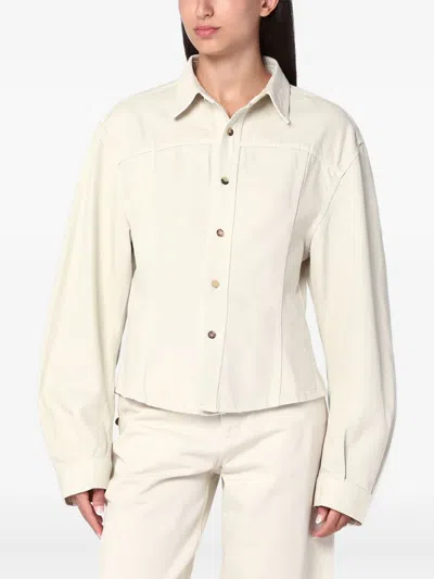 Haikure Ecru Denim Shirt In Animal Print