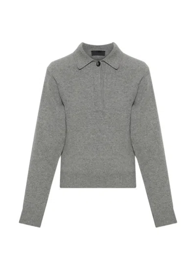 Haikure Button-fastening Polo Sweater In Gray