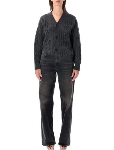 Haikure Cable Knit Button-front Cardigan In Black