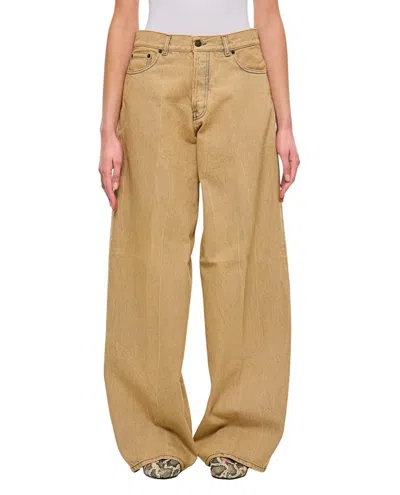 HAIKURE CAMEL WIDE-LEG OVERDYED CAMEL JEANS