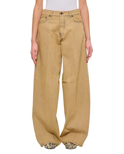 Haikure Camel Wide-leg Overdyed Camel Jeans In Neutrals