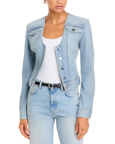 Haikure Cameron Cotton Collarless Denim Jacket In Blue