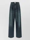 Haikure Candy Denim Trousers Pleated Front Belt Loops In Blue