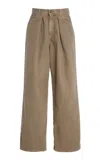 Haikure Candy Pleated Stretch Low-rise Wide-leg Jeans In Brown