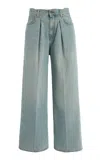 Haikure Candy Pleated Stretch Low-rise Wide-leg Jeans In Emerald Blue