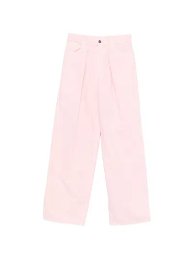 Haikure Candy Pleated Wide-leg Jeans In Pink