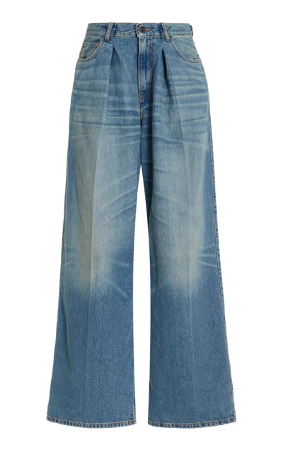 Haikure Candy Rigid Pleated Wide-leg Jeans In Blue