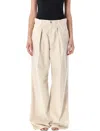 Haikure Candy Cotton Mid-rise Wide-leg Pants In Sandshell