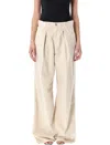 Haikure Candy Cotton Mid-rise Wide-leg Pants In Sandshell