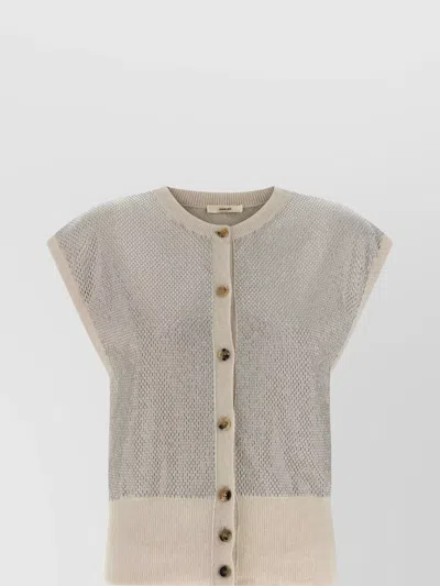HAIKURE CAP SLEEVE MESH VEST WITH RIBBED HEM