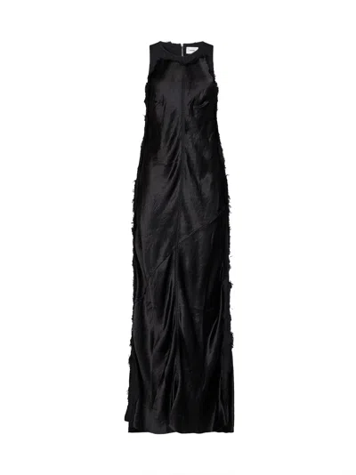 Haikure Carbon Black Cotton Satin Bull Toto Long Dress