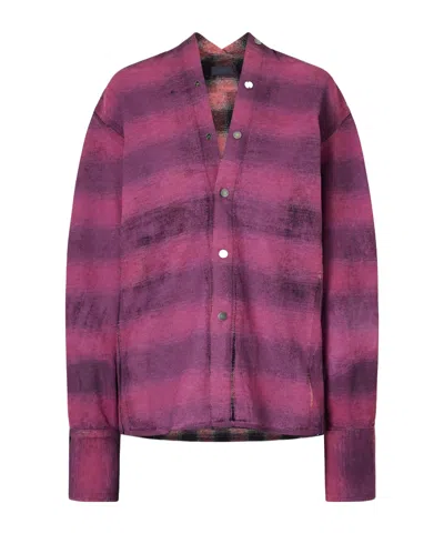 Haikure Shona Checked Cotton Shirt In Purple