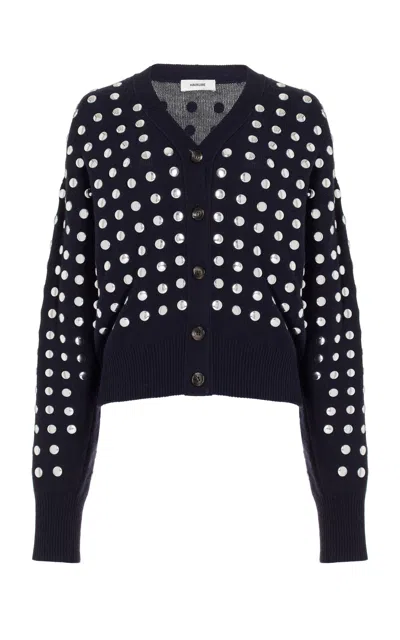 Haikure Chelsea Studded Merino Wool Cardigan In Blue